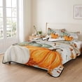 thumbnail image 2 of 3 Pieces King Quilt Set,Thanksgiving Pumpkin Fall Orange Maple Leaf Soft Bedding Sets with 1 Quilt & 2 Pillow Shams,Wood Grain Summer Bedspread Lightweight Coverlet Comforter for All Season, 2 of 8
