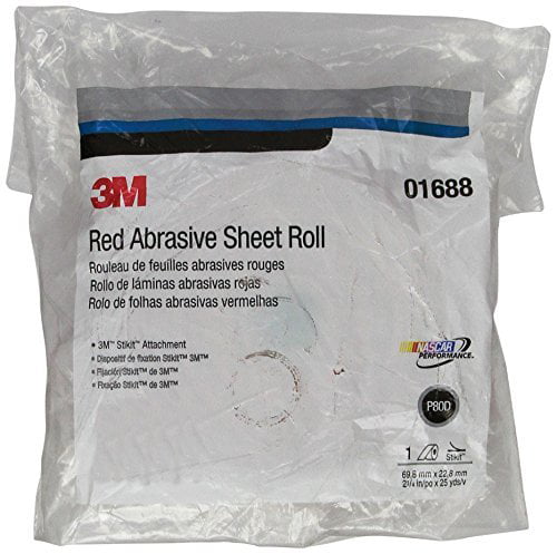 Red Abrasive Stikit Sheet Roll 2-3/4in x 25 yd P80 3M-1688 Brand New! 