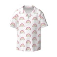 thumbnail image 4 of Uemuo Rainbow Pattern Cotton Linen Short Sleeve Shirts,Casual Lightweight Button Down Shirts,Vacation Beach Summer Tops-Large, 4 of 7