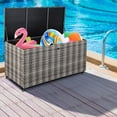 thumbnail image 4 of Gymax 2-in-1 PE Wicker Outdoor Storage Box Furniture Deck Box Garden Tools Mix Grey, 4 of 10