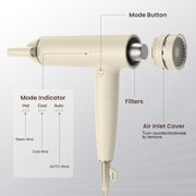 1500W Foldable High-speed Hair Dryer with Diffuser and Nozzle, Travel Blow Dryer for Fast Drying Frizz Control, 120V