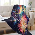 thumbnail image 6 of 70x55 Inches Glow in The Dark Blanket Cozy Throw Camping Blankets for Home and Outdoor Use Figure Of Colorful Fireworks, 6 of 8