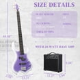 thumbnail image 2 of Ktaxon 44in Electric Bass Guitar with 20W Amp, 4 String Flame Style Bass Guitar Starter Kit, Purple, 2 of 10