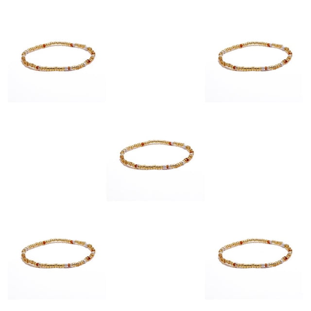 Sonducket Tobillera con cuentas de arroz coloridas, cadenas de tobillos duraderas simples, tobilleras elegantes bohemias multiusos hechas a mano delicadas siete 5piezas Sonducket CBP200866