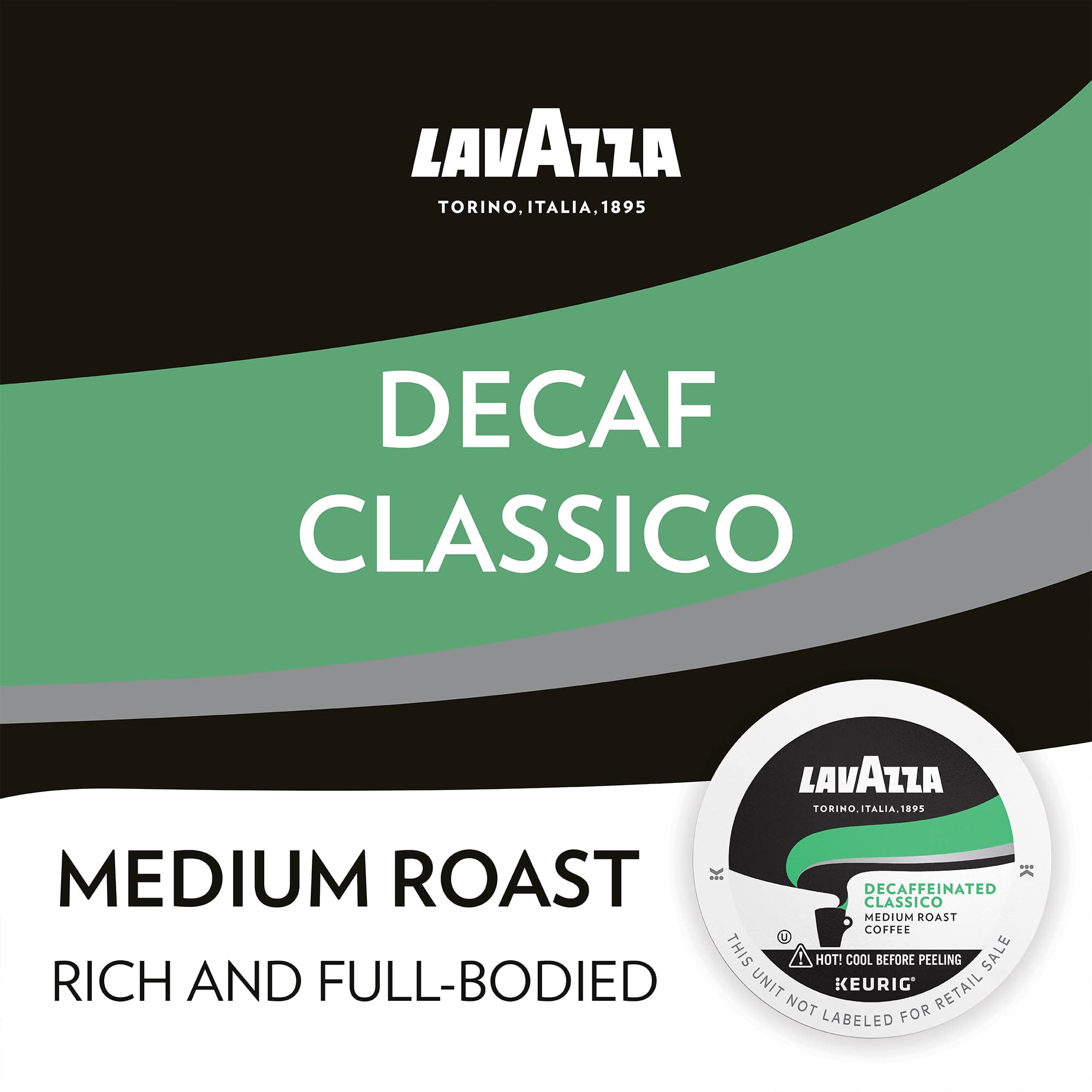 Lavazza Classico Decaf Single-Serve Coffee K-Cups for Keurig Brewer, Medium Roast, 10 Count Box ,Rich and full-bodied flavor delivers a uniquely intense aroma of dried fruits, 100%