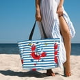 thumbnail image 3 of Wukai Red Funny Crab on Blue Stripe Print Zipper Bag,large Beach Tote Bag,Waterproof Sandproof Bag,Grocery and Picnic Tote Travel Bag, 3 of 5