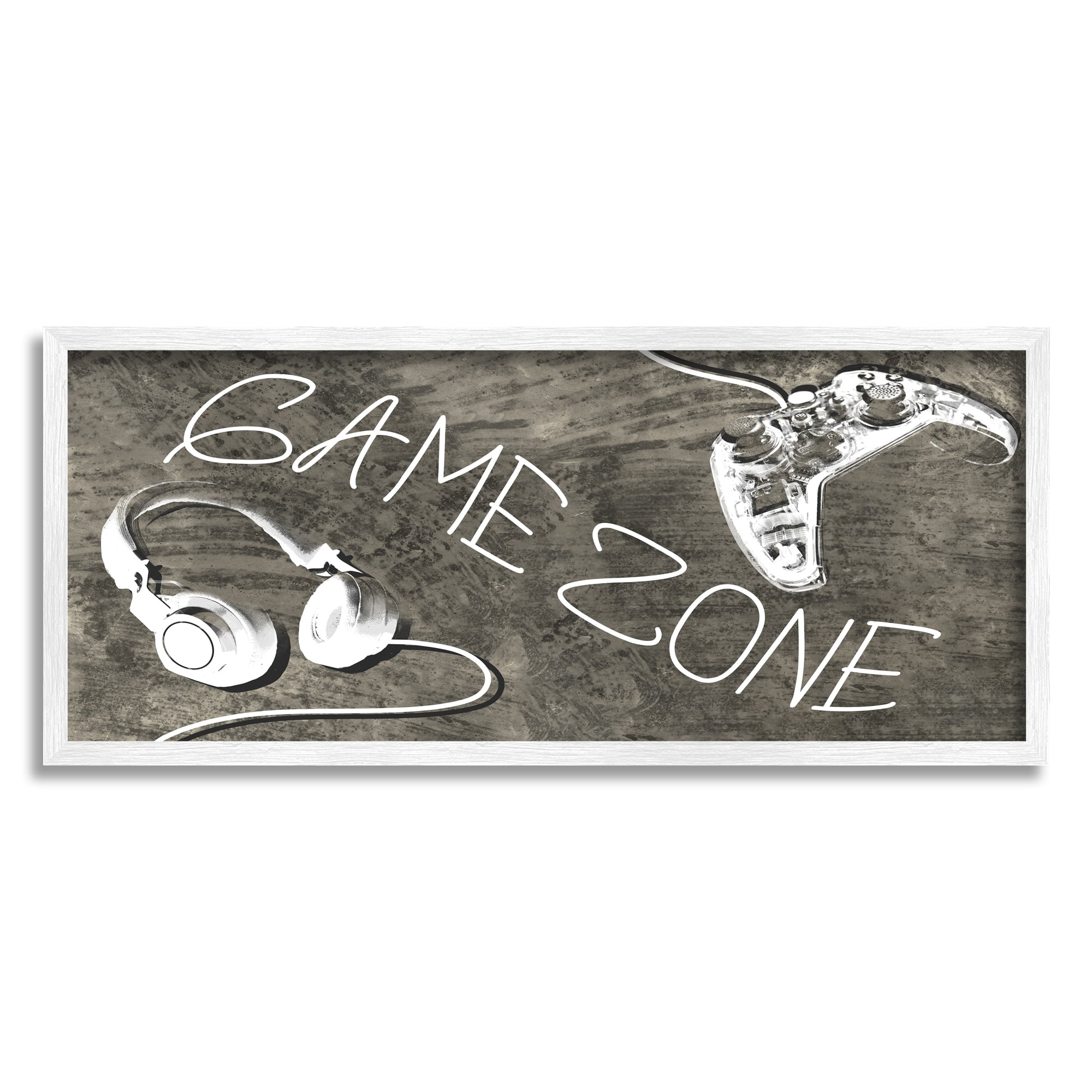Stupell Industries Game Zone Phrase Music Headset Video Game Controller, 30 x 13, Design by Daphne Polselli