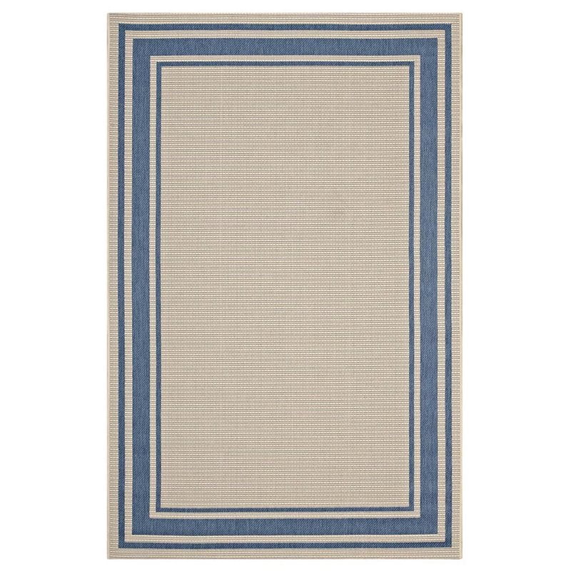 Modway Rim Solid Border Borderline 8x10 Indoor and Outdoor Area Rug in Blue and Beige