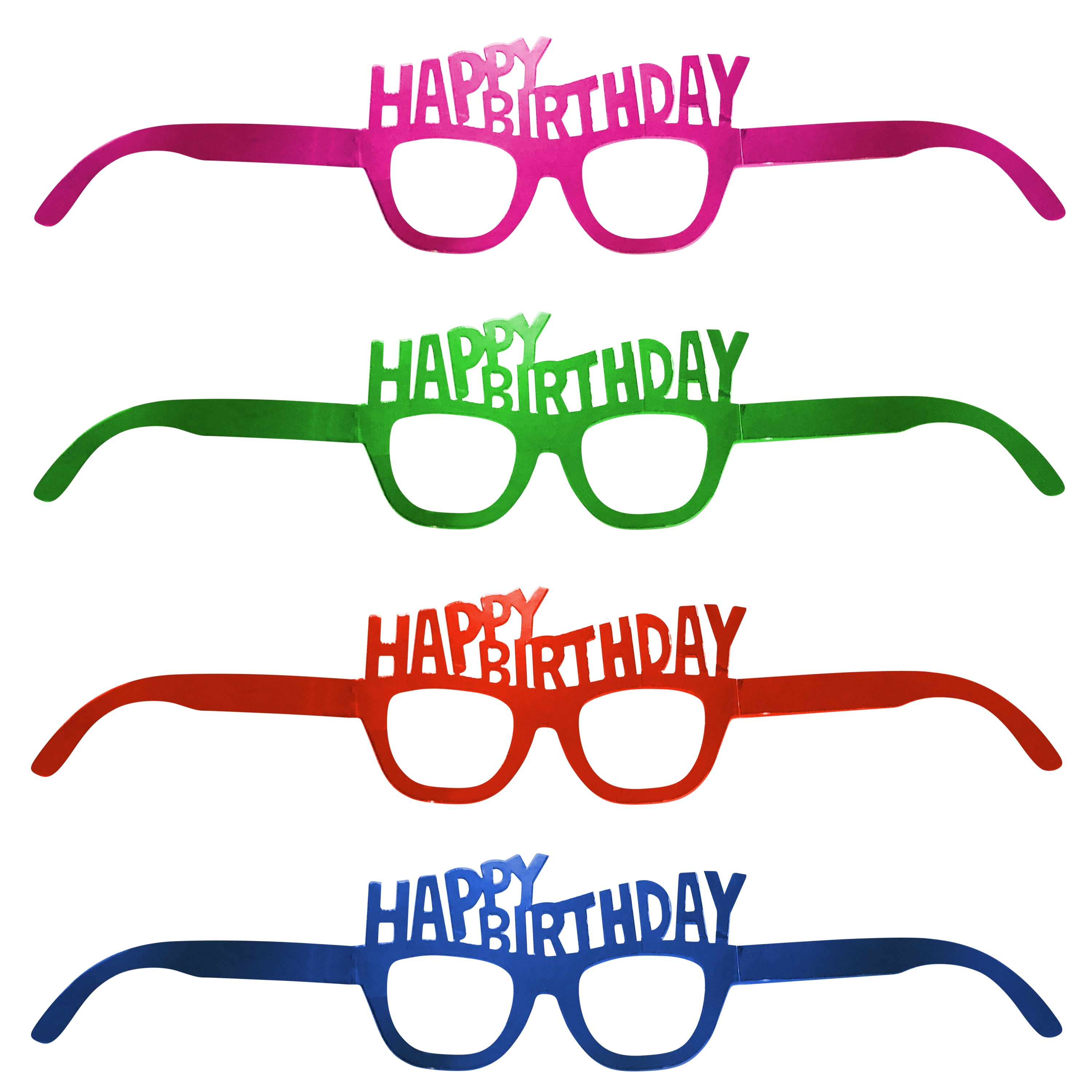 Way to Celebrate! Multicolor Happy Birthday Paper Glasses, 8 Ct, Multicolor, Party Supplies