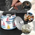 thumbnail image 4 of Yayeee Ashtray with Lid for Cigarette Smokeless Stainless Steel Home Ash Holder, Pink Hand Drawn Sailboats, 4 of 7