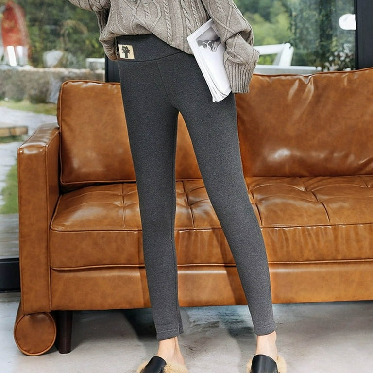 Control Panel Black Fleece Lined Leggings Women Thermal Clothes