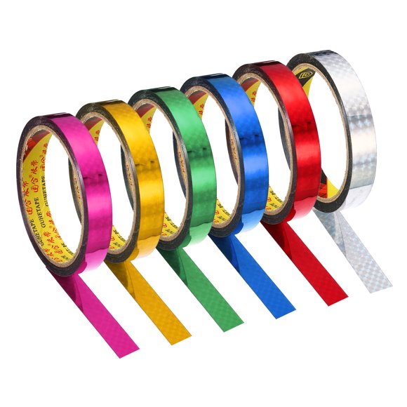 Unique Bargains 15mmx30m Prism Tape Holographic Reflective Self Adhesive Decor Assorted Color 6 Pack
