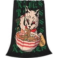 thumbnail image 3 of Ramen Blanket Cat Eats Ramen Noodles with Chopsticks Throw Blankets Gifts for Adults Japanese Food Lightweight Soft Fleece Cozy for Sofa Couch Bed Room Travel Party Decor 40x50in, 3 of 6