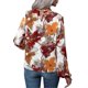 thumbnail image 3 of Floral T-Shirt For Women Print O-Neck Long Sleeve Blouse Flounce Ruched Casual Loose Tee Tops, 3 of 5