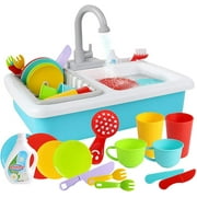 WISHTIME Kitchen Sink Toys Pretend Play - Dishwasher Playing Toy with Running Water Wash Up Kitchen Toys Pretend Role Play Toys for Boys Girls Toddlers