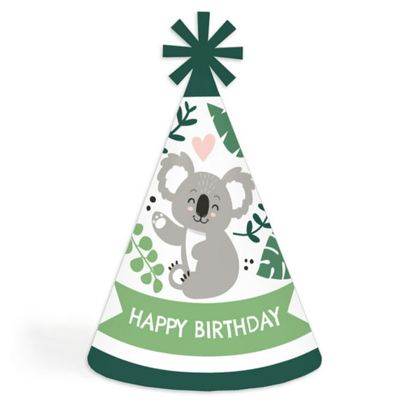 Big Dot of Happiness Koala Cutie - Cone Happy Birthday Party Hats for Kids and Adults - Set of 8 (Standard Size)