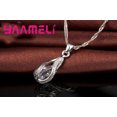 thumbnail image 5 of Gota de agua caliente CZ 925 conjunto de joyería chapada en plata esterlina para mujer colgante collar pendientes de aro fiesta de boda Ceremoey Anel, 5 of 5