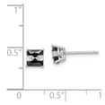 thumbnail image 3 of 925 Sterling Silver RH-plated Black/White CZ 5mm Princess Square Post Earrings; for Adults and Teens; for Women and Men, 3 of 3