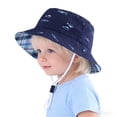 thumbnail image 6 of Jinhomg Baby Sun Hat Kids Sun Protection Toddler Plaid Lining Bucket Hat Wide Brim Adjustable Summer Beach Hats for Boys Girls 6M-14Y,Navy, 6 of 7