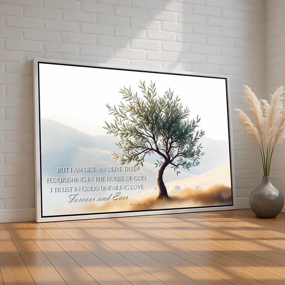 DIANANA Olive Tree Scripture Wall Art | Psalm 52:8 Poster Print | Inspirational Nature Bible Verse Decor | Ready to Hang