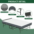 thumbnail image 5 of 75"x46" Twin Folding-Bed with Mattress Wide Extra Long Heavy-Duty Rollaway Guest Bed Portable Spacious Cot on Wheels with Adjustable Headboard 5" Memory Foam Mattress,Black, 5 of 10