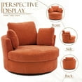 thumbnail image 4 of Muumblus Large Swivel Chair, Modern Oversize Lounge Accent Barrel Chair Comfy Round Reading Armchair for Living Room, Orange Red, 4 of 6