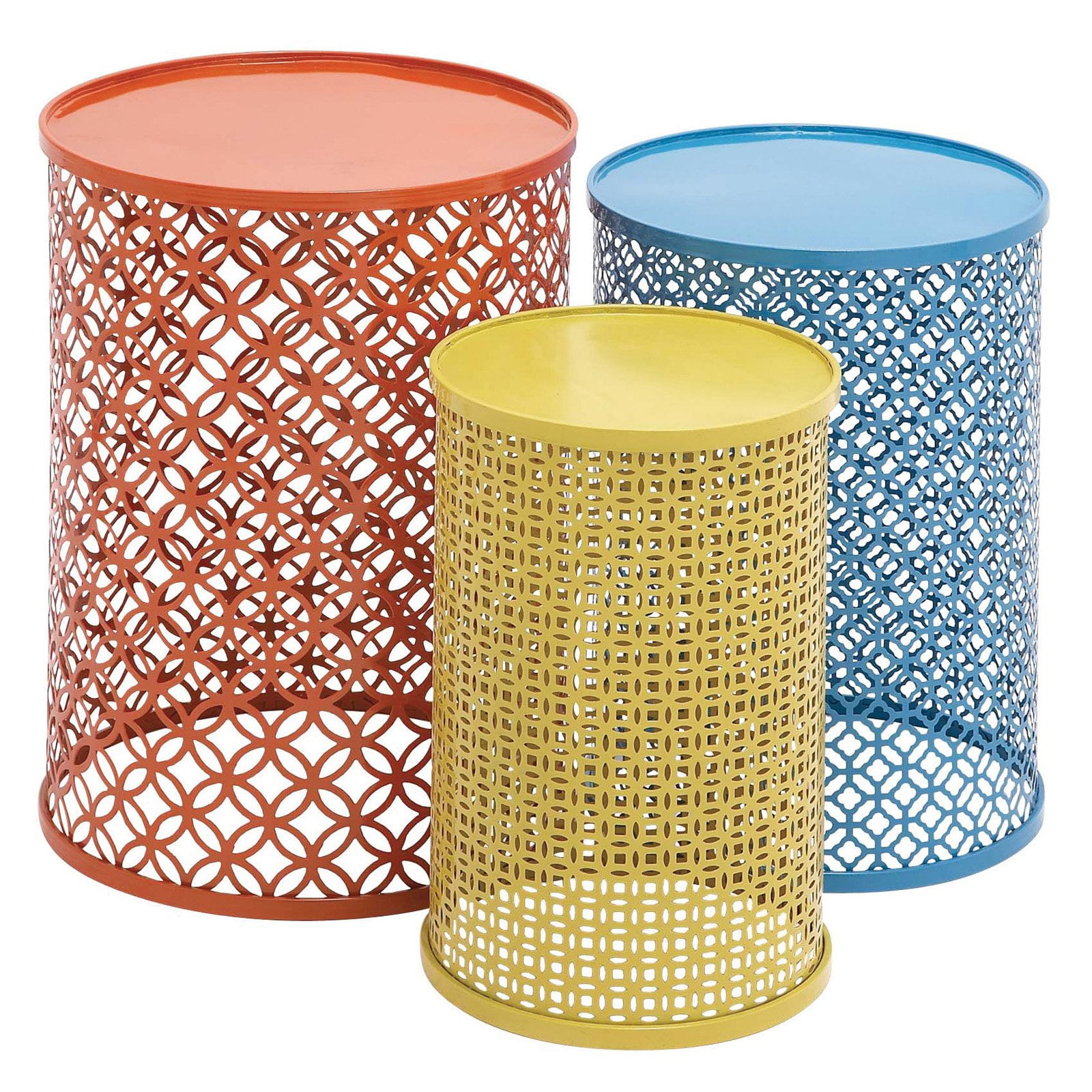 Benzara The Colorful Set of 3 Metal Tables