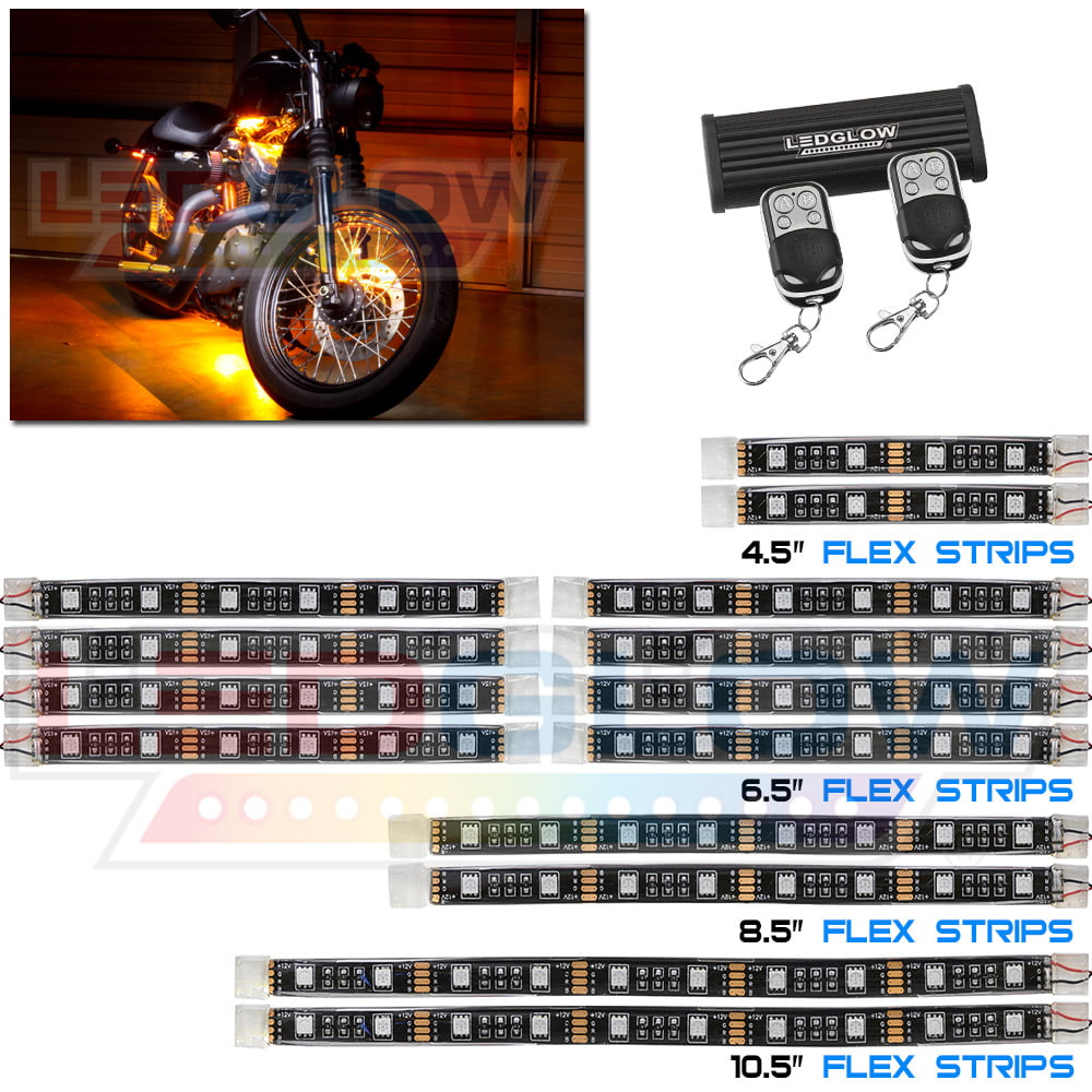 14PC REMOTE CONTROL MOTORCYCLE CAR ATV BOAT ACCENT NEON LIGHTING KIT-AMBER
