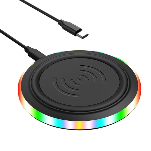 Cable de carga magnético solacol, almohadilla de carga inalámbrica de carga rápida, almohadilla de carga inalámbrica RGB rápida máxima de 15 W, compatible con iOS y Android, cargador de teléfono