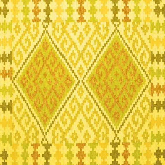 Ahgly Company Machine Washable Indoor Square Southwestern Yellow Country Area Rugs, 4' Square