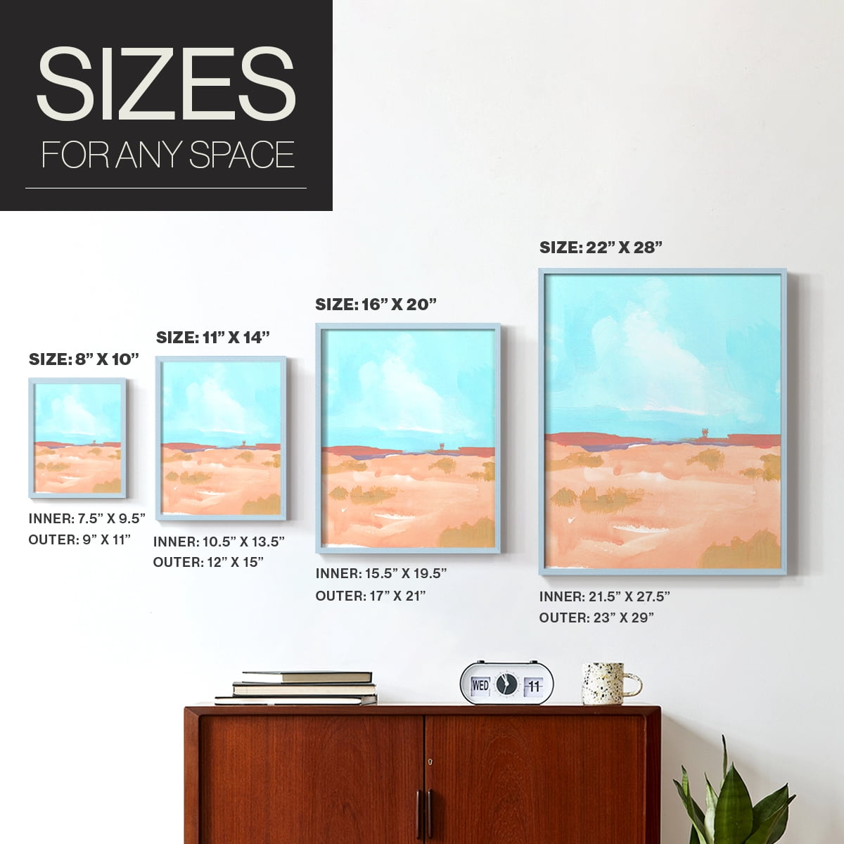 Wide Open Spaces II Framed Print in Blue Solid Wood 11 x 14 Framed Print