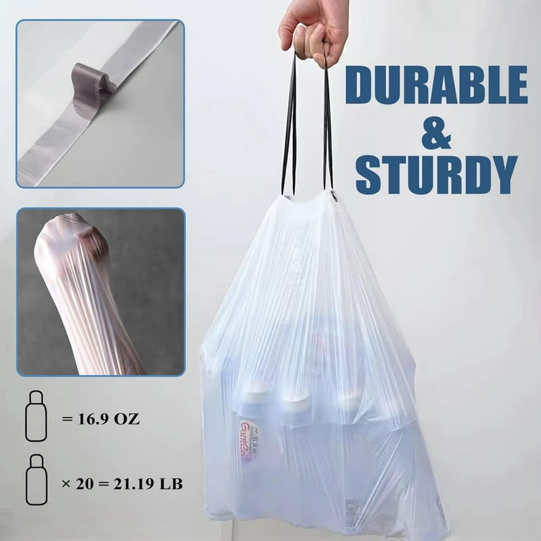 45 Count Small Drawstring Trash Bags 4 Gallon, Plastic Garbage Can