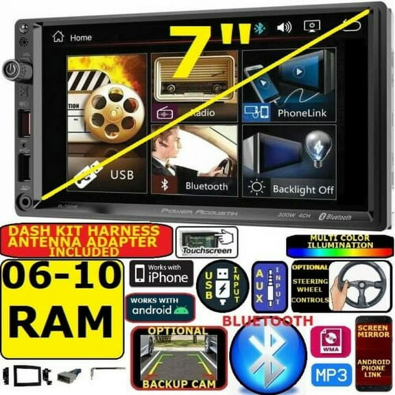 2006-2010 DODGE RAM DUAL BLUETOOTH USB SD AUX CAR RADIO STEREO PACKAGE