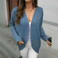 thumbnail image 5 of Button Up Cardigan Women Long Sleeve Solid Knit Cardigan Sweater Open Front Lace Up Boho Sweater Cardigan Blue XXL, 5 of 7