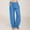 #7-Blue, variant on Pntutb Womens Pants,Women's Casual Solid Cotton Linen Drawstring Elastic Waist Long Wide Leg Pants