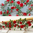 thumbnail image 2 of Artificial Flower Garland Fake Hanging Rose Rattan Wedding Decoration Air Conditioning Pipe Blocking Vine, 2 of 9