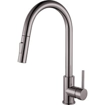 Lexora Olivi Brass Single-Handle Pull-Down Spray Kitchen Faucet in Brushed Nickel