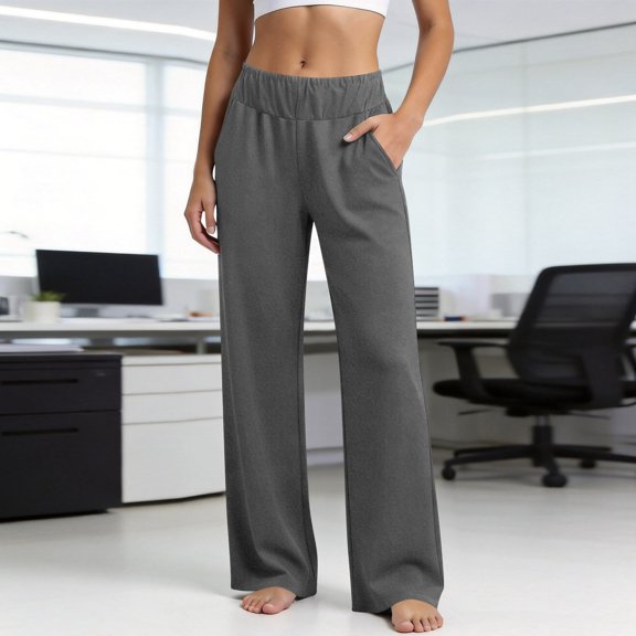 Evdexr Wide Leg Pants Womens Fold Over High Waisted Sweatpants 2026 Summer Loose Fit Athletic Pant Elastic Breathable Lightweight Gym Trousers M