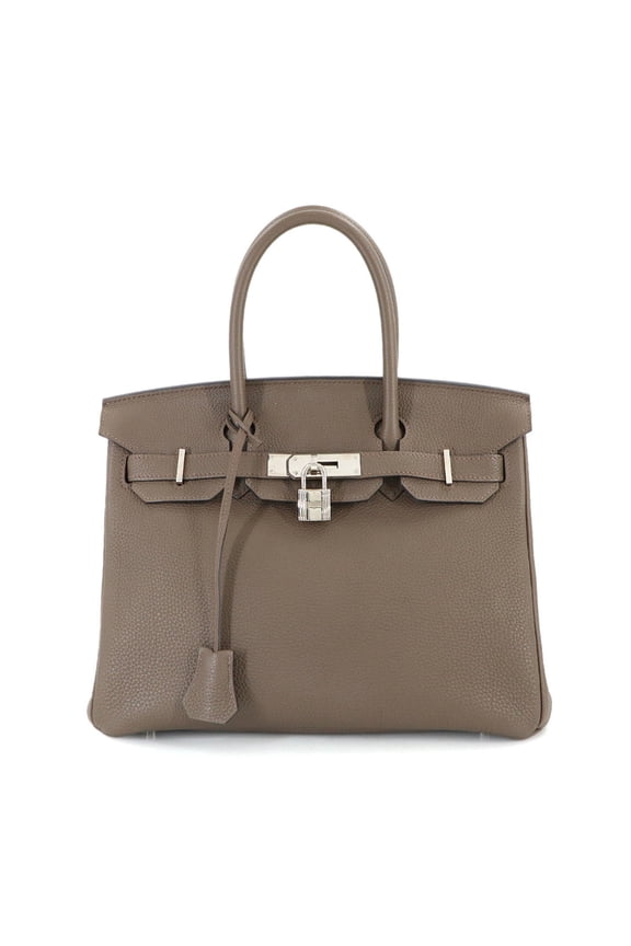 Pre-Owned Hermes Herms Birkin 30 handbag, Togo top, T-stamped, silver hardware.