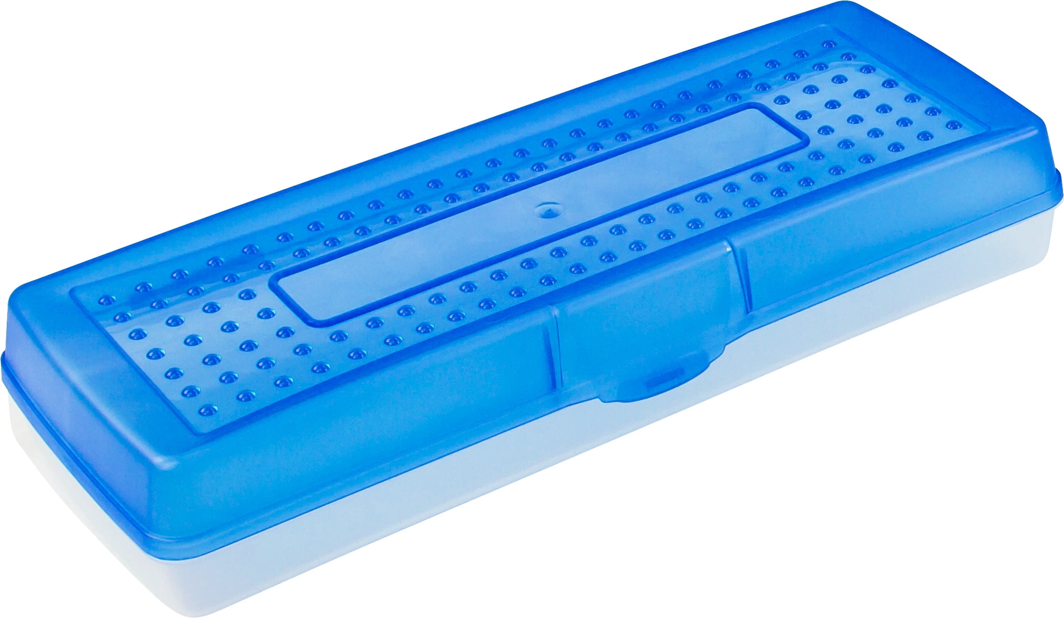 Storex Plastic Stretch Pencil Box for Kids, Blue, 12-Pack