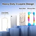 thumbnail image 3 of SaniMore Case for Samsung Galaxy Tab A9 8.7" 2023 SM-T550/P550, Shockproof Shoulder Strap 360° Rotating Handle Bracket Pencil Holder Tri-layer Hybird Anti-drop Kids Shell, Rainbow Blue, 3 of 9