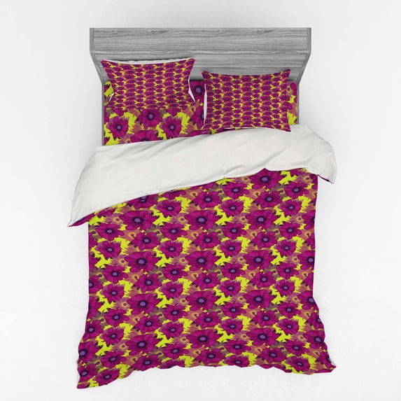 Ambesonne Vintage Bedding Set 4 Pcs, Contrast Pastel Petals, Queen, Multicolor