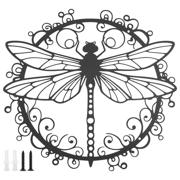 Metal Dragonfly Wall Decor Elegant Dragonfly Metal Wall Art Delicate Fence Decoration for Living Room Garden Yard Patio Outdoor,12*11 in