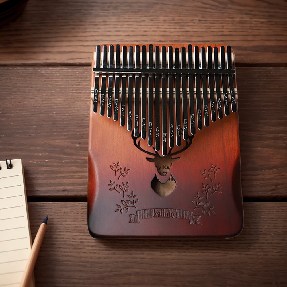 Kalimba 21 Keys Thumb Piano Portable Mbira Finger Piano Sport Supplies (Gradient Forest Deer)