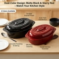 thumbnail image 3 of 16 Inch Roasting Pan with Lid-Covered Oval Roaster-Enamel Carbon Steel Roaster Pot-Excellent Heat Distribution and Non-sticky-for Turkey Chicken Meat & Vegetables-Birthday and Holiday gifts,red, 3 of 8