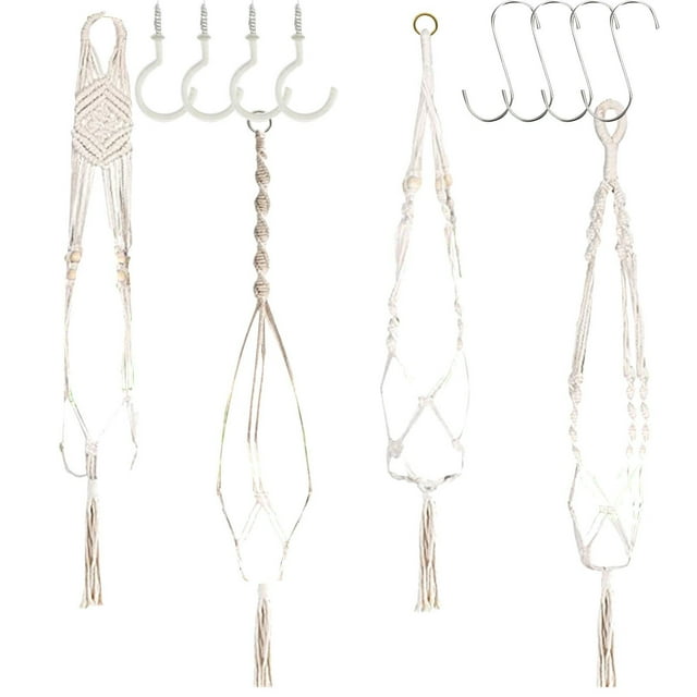 TIMIFIS Hanging Basket Exquisite Hand-Woven Lace Wall-Mounted Balcony Garden Decoration 4-Piece Set Home Decor
