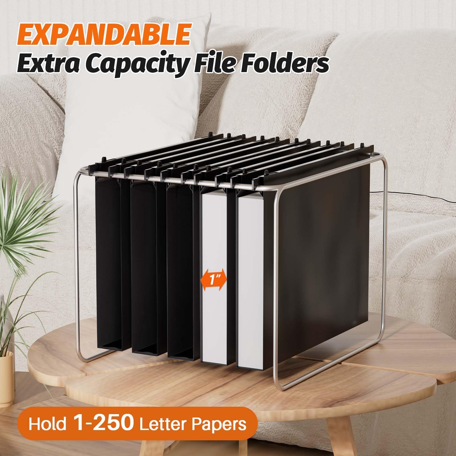 Extra Capacity Plastic Hanging File Folders 12 Pack Reinforced Hang Folder Heavy Duty 1 Inch Expansion Filing Cabinet Letter Size For Bulk Files/medical Charts  Black