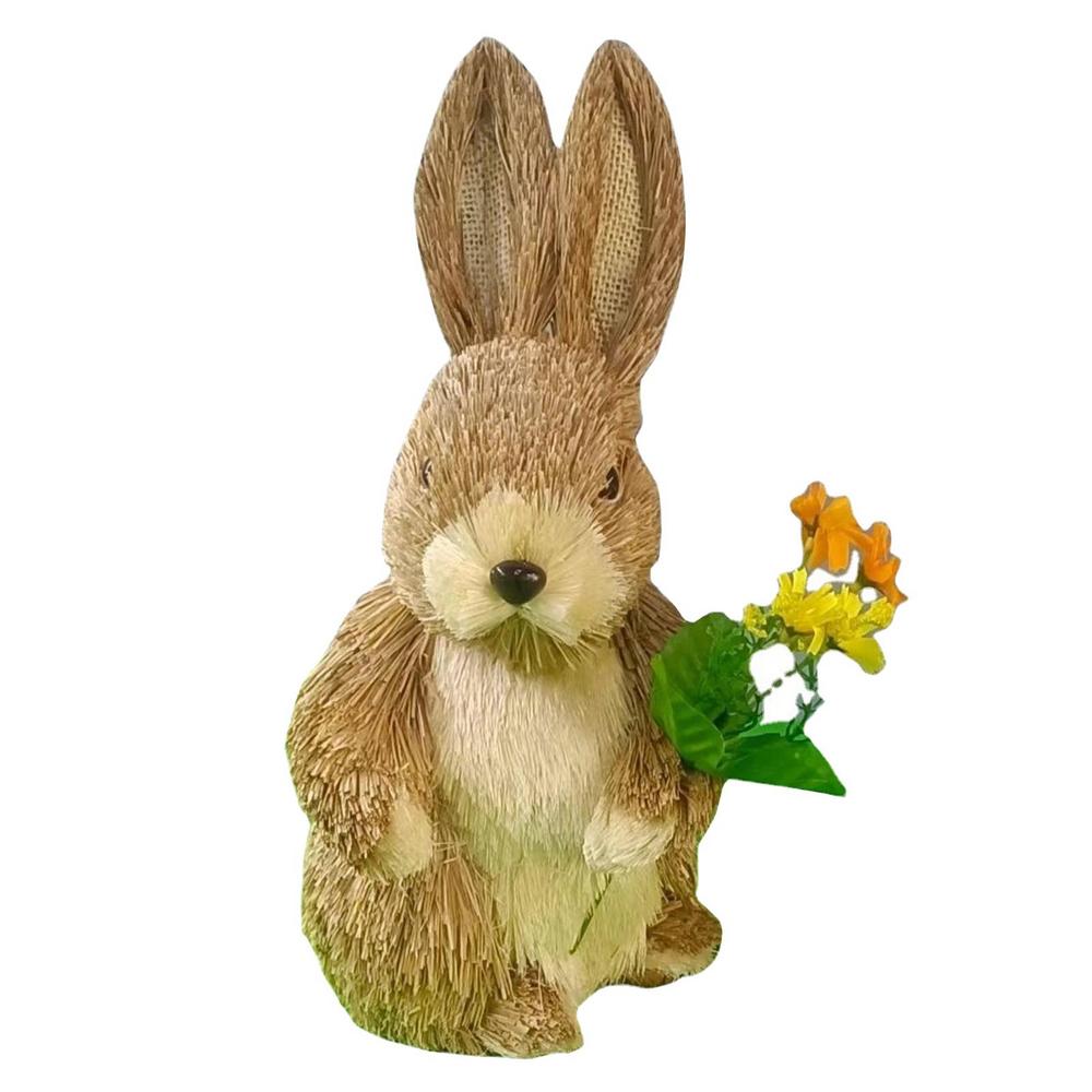 Laideyi Straw Easter Bunny Artificial Straw Cute Standing Bunny