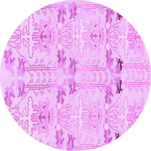 Ahgly Company Indoor Round Abstract Purple Modern Area Rugs, 5' Round