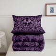 thumbnail image 5 of meiyoeat Vintage Damask Print Queen Comforter Set For Adults,Gothic Bat Comforter Sets Queen For Men Women, Purple Black,Black Reversible,3-Piece, 5 of 7